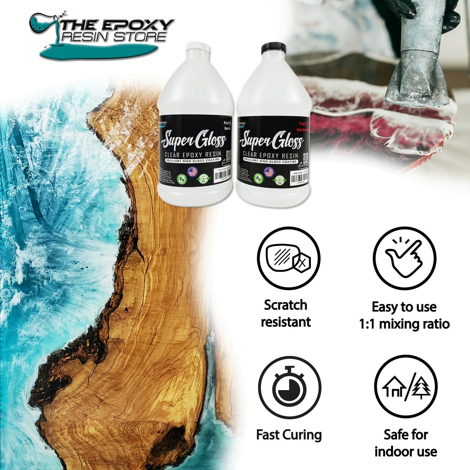 The epoxy resin Store – No yellowing, tabletops, crafts, counters – 1 Gallon Kit