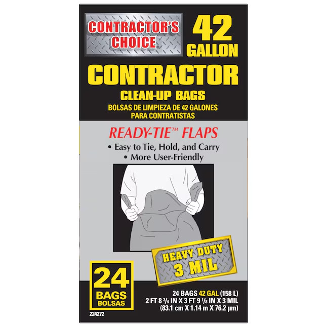 Contractor’s Choice 24-Count 42-Gallon Outdoor Clean Up Construction Trash Bags