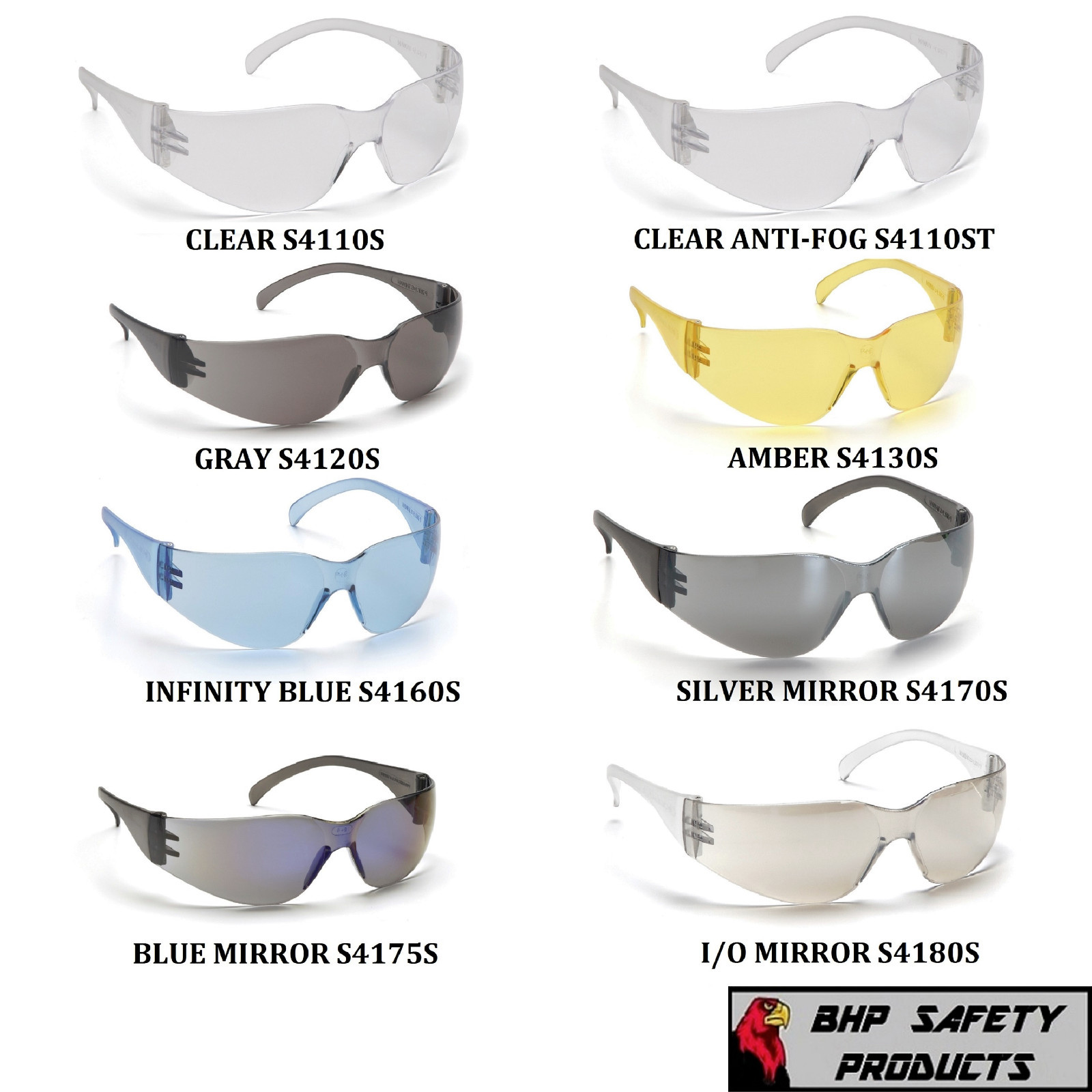 PYRAMEX INTRUDER SAFETY GLASSES ANSI Z87+ WORK EYEWEAR ASSORTED COLORS! (1 PAIR)