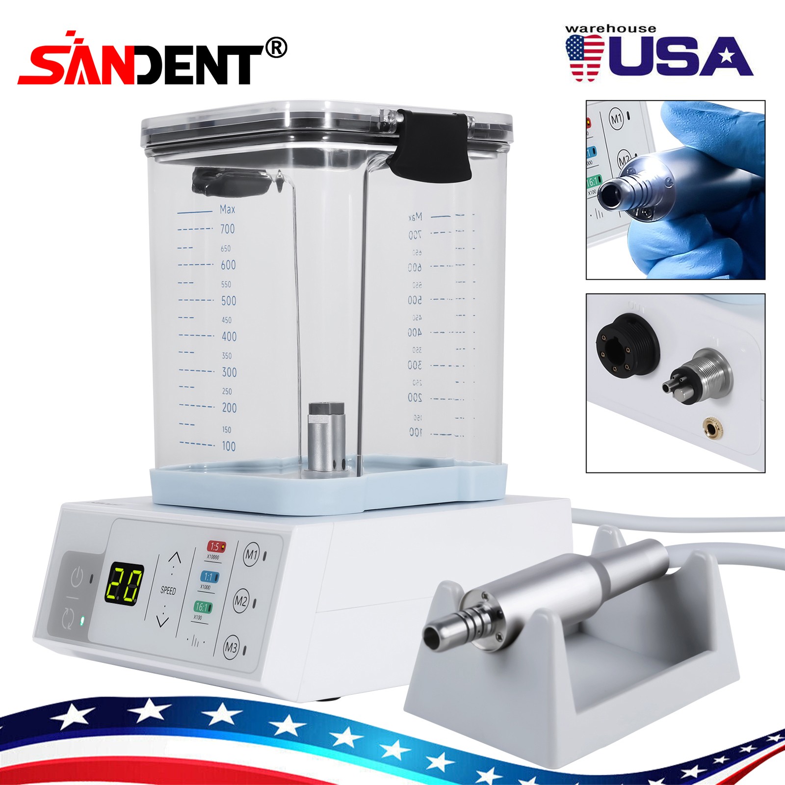 NSK Style Dental Brushless LED Electric Micro Motor/1:5 LED Increasing Handpiece