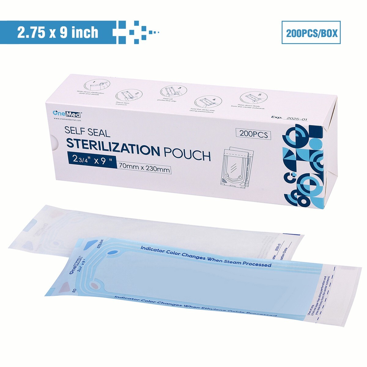 4000(20 Boxes) Self Sealing Sterilization Pouches Autoclave Pouch-2.75″x9″