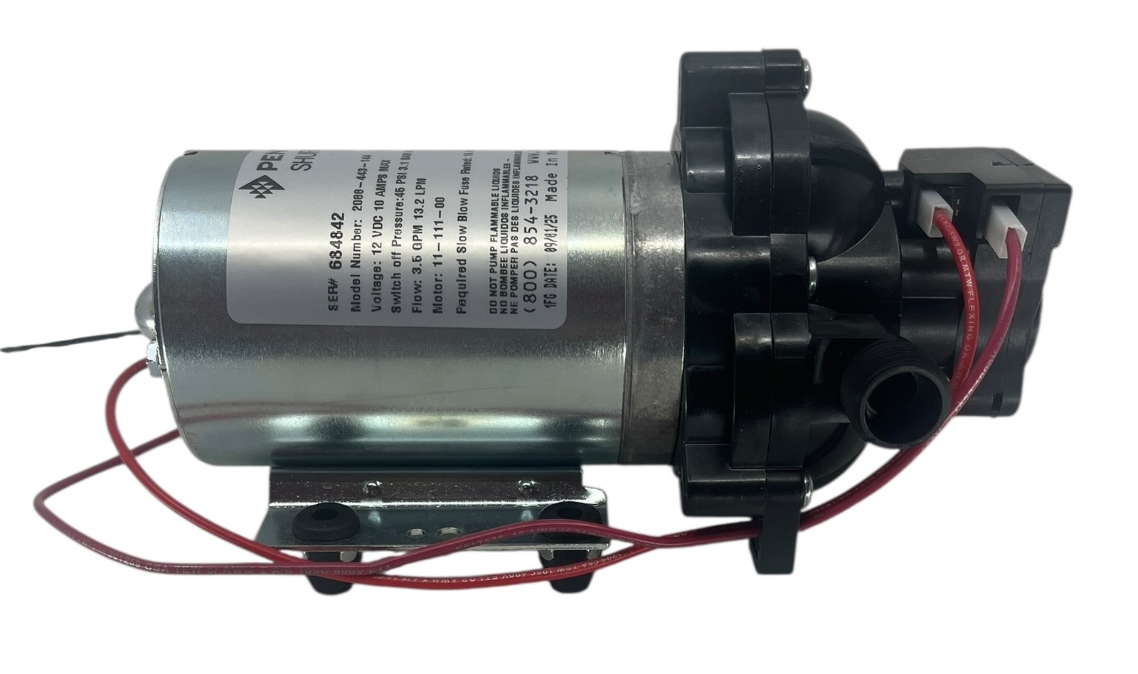2088-443-144 Shurflo Diaphragm Pump 3.5 GPM, 45-PSI, 12VDC, 1/2″ MSPT-Male