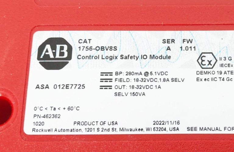 New Allen Bradley 1756-OBV8S Ser. A Control Logix Safety I/O Module 8-Ch