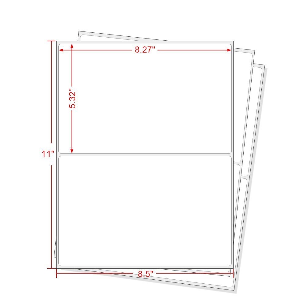 2000 Half Sheet Shipping Labels 8.5×5.5 Self Adhesive Round Corner for Paypal
