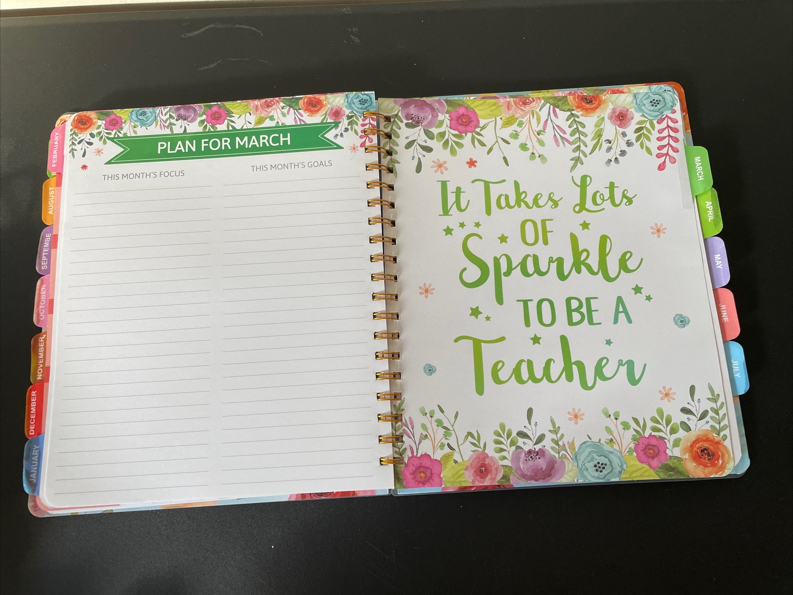 Undated Teacher Planner Daily Weekly Monthly Spiral Bloom Planner 11″×9″