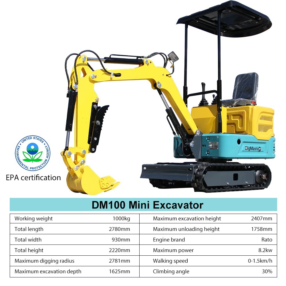 Virginia Local Pick up 1 Ton Mini Excavator 13.5HP Mini Digger Crawler USA Stock