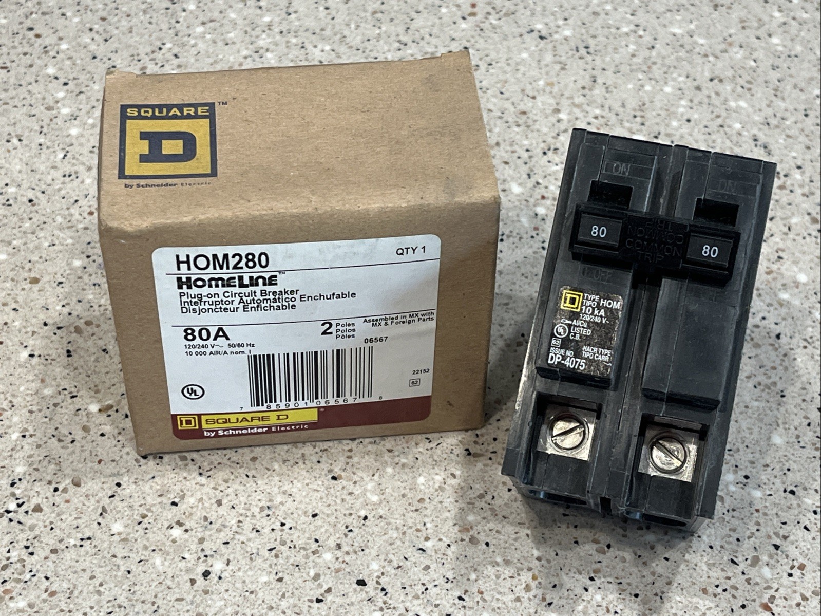 Square D HOM280 , 80 Amp 120/240V 2-Pole Circuit Breaker NEW IN BOX, US SELLER