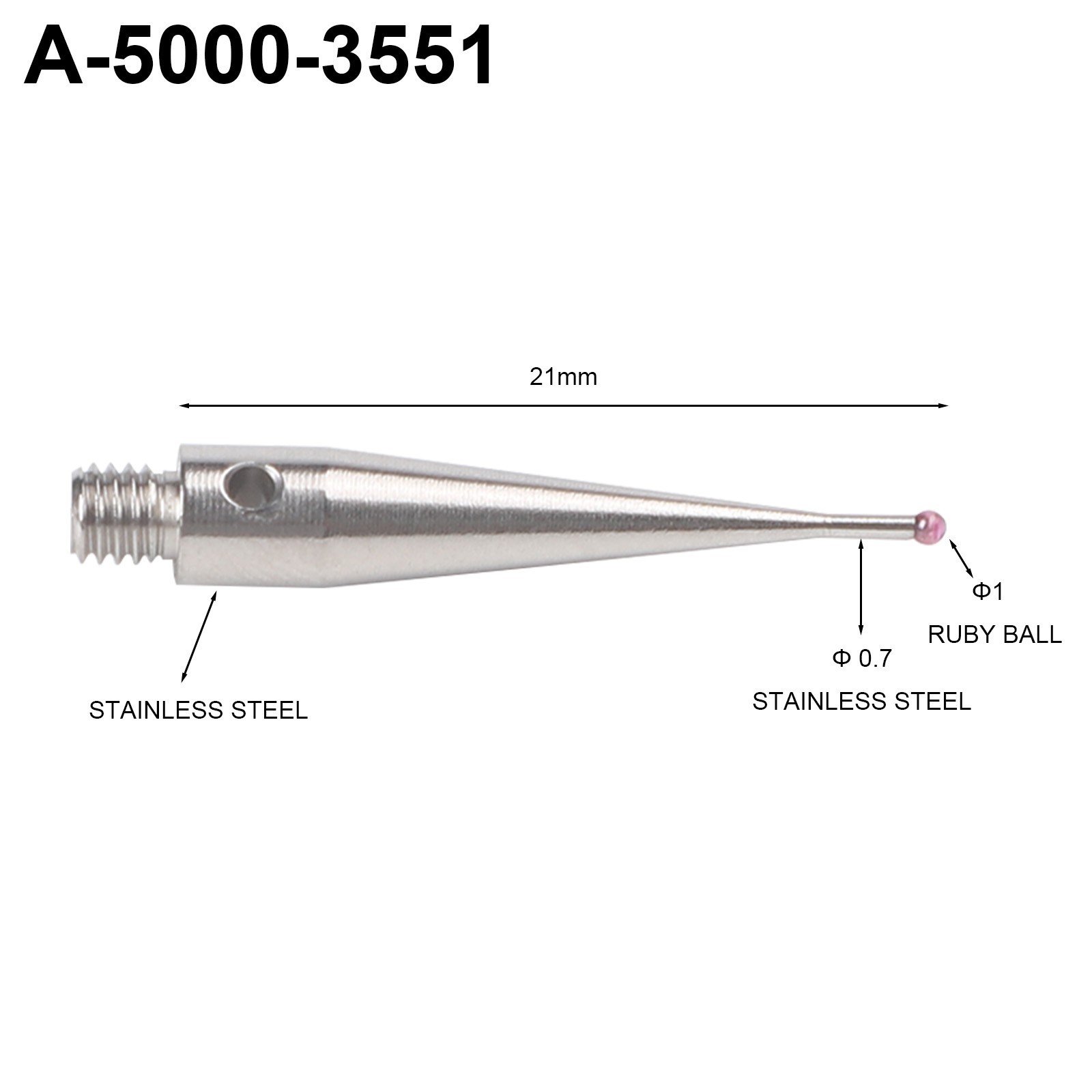 CMM Stylus 21mm Total Length 4mm Effective Length CNC Machine Applications