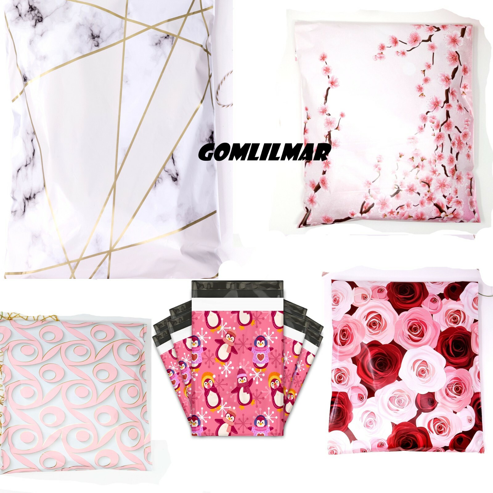 50 Designer Poly Mailers Plastic Envelopes Shipping Bags Custom 6×9,10×13,14×17