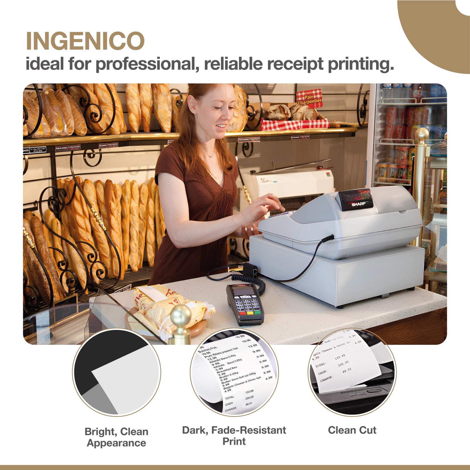 10 PCS Thermal Paper Rolls Fits Ingenico Desk 3500 5000 ICT220 ICT250 POS