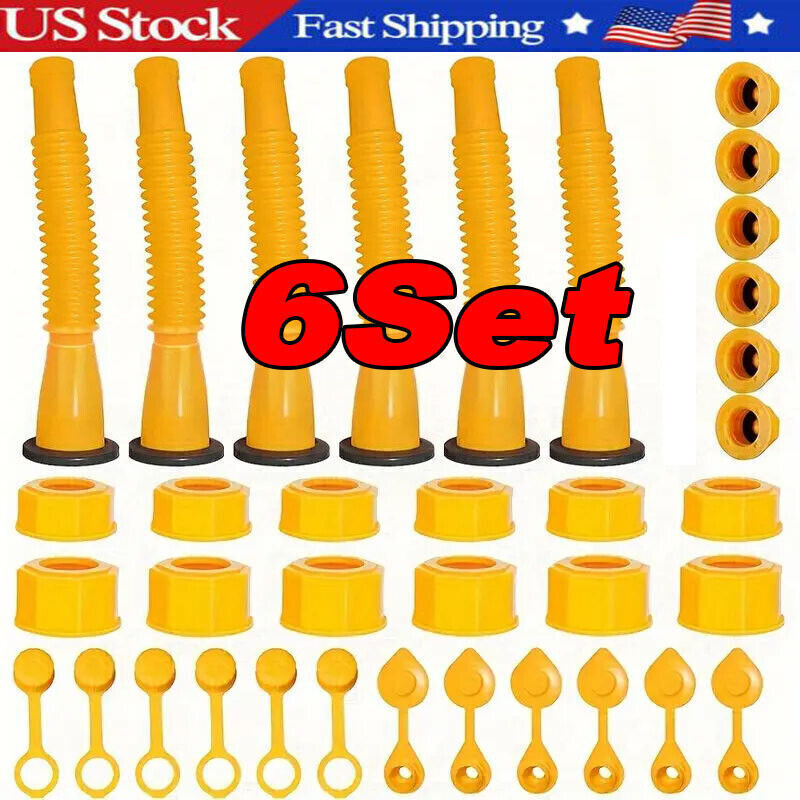 6X Replacement Gas Can Spout Nozzle Vent Kit for Plastic Gas Cans Old Style Cap