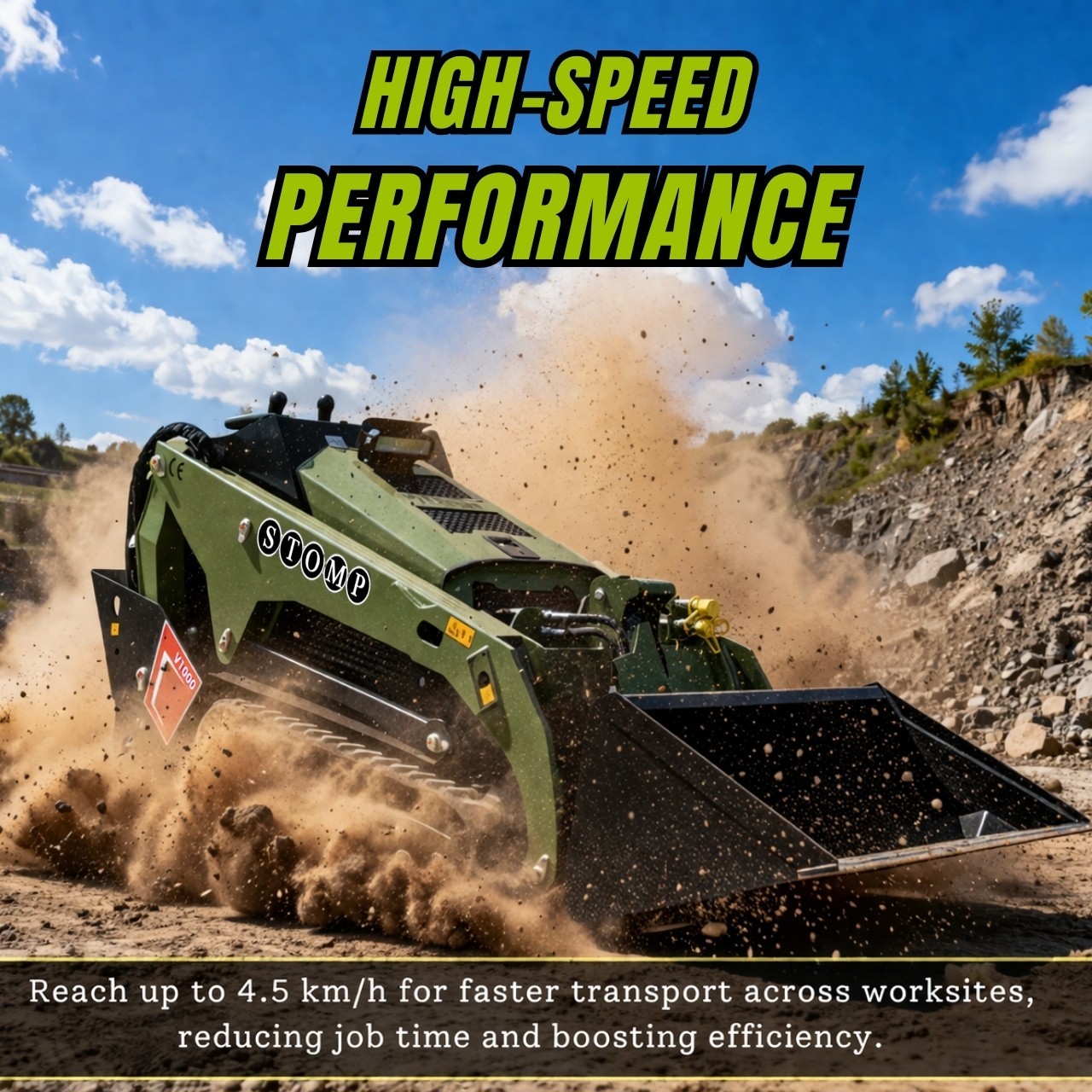 TYPHON STOMP V1000 1.5Ton Skid Steer Loader Kubota D1105 w Grapple and Bucket