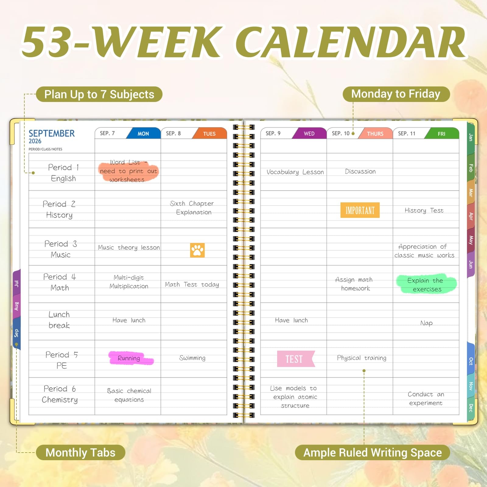 Teacher Planner 2026-2027 Academic Year, Jul.2026 – Jun.2027, 8.5″ x 11″ Less…