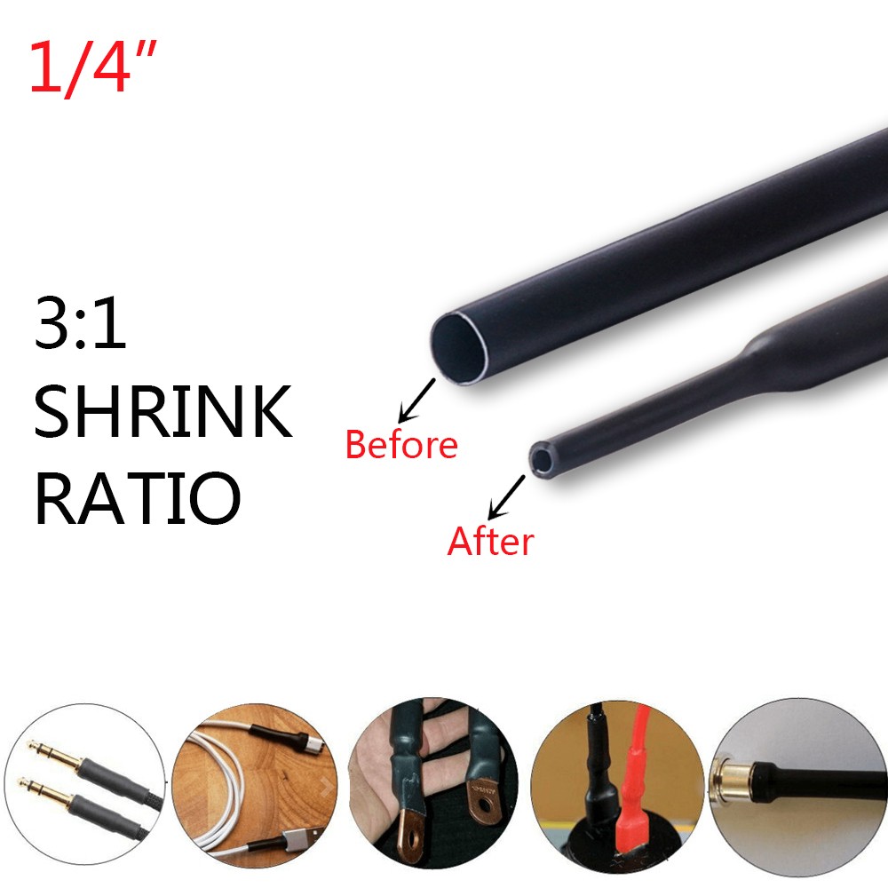 55 ft Dual Wall Adhesive Glue Lined Φ1/4″ (6.4mm) Heat Shrink Tubing 3:1 Ratio
