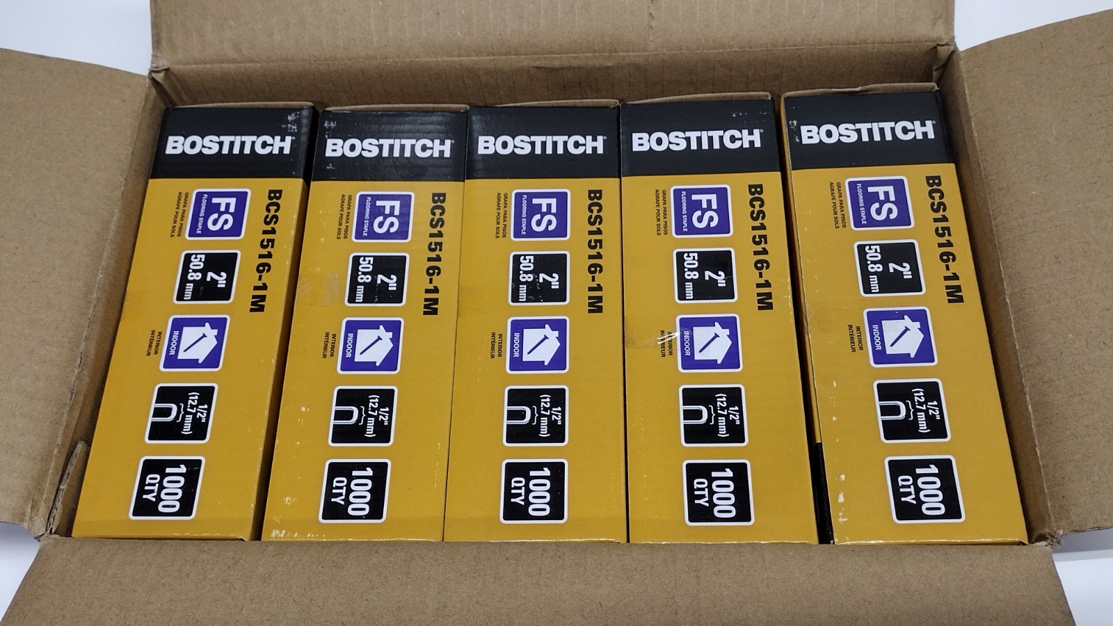 Bostitch BCS1516-1M 15-1/2 GA Flooring Staples 2″ X 1/2″ 5000 QTY New Free Ship