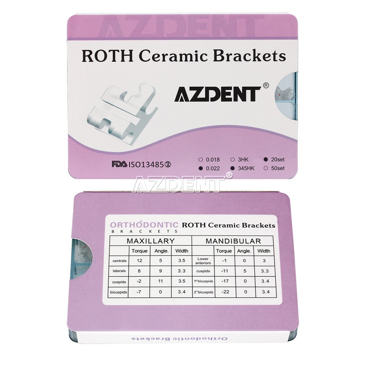 AZDENT Dental Orthodontic Ceramic Brackets Braces Roth MBT .022 Hooks 3 4 5