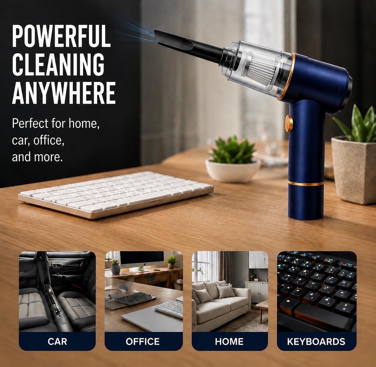 Rechargeable Cordless Handheld Vacuum, Bagless, Washable Filter, Crevice