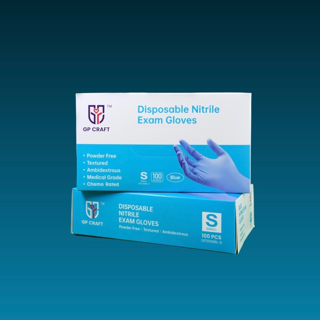 GP CRAFT Disposable Nitrile Exam Gloves, 4 Mil, Blue, Chemo Rated, Case of 1000