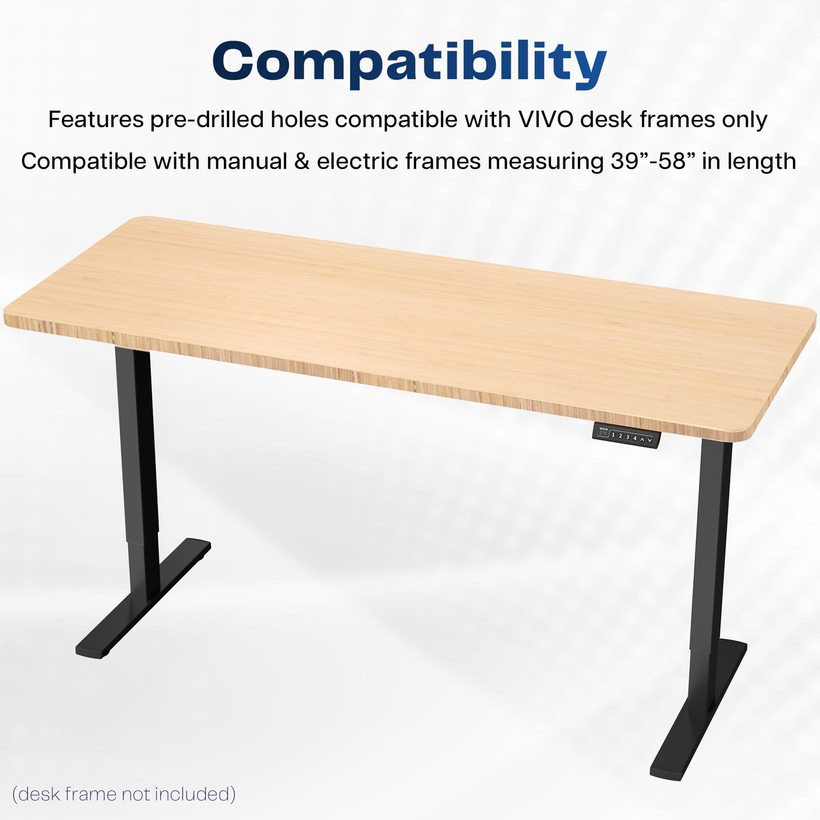 USED VIVO Bamboo 60 x 24 inch Universal Table Top for Sit to Stand Desk Frames