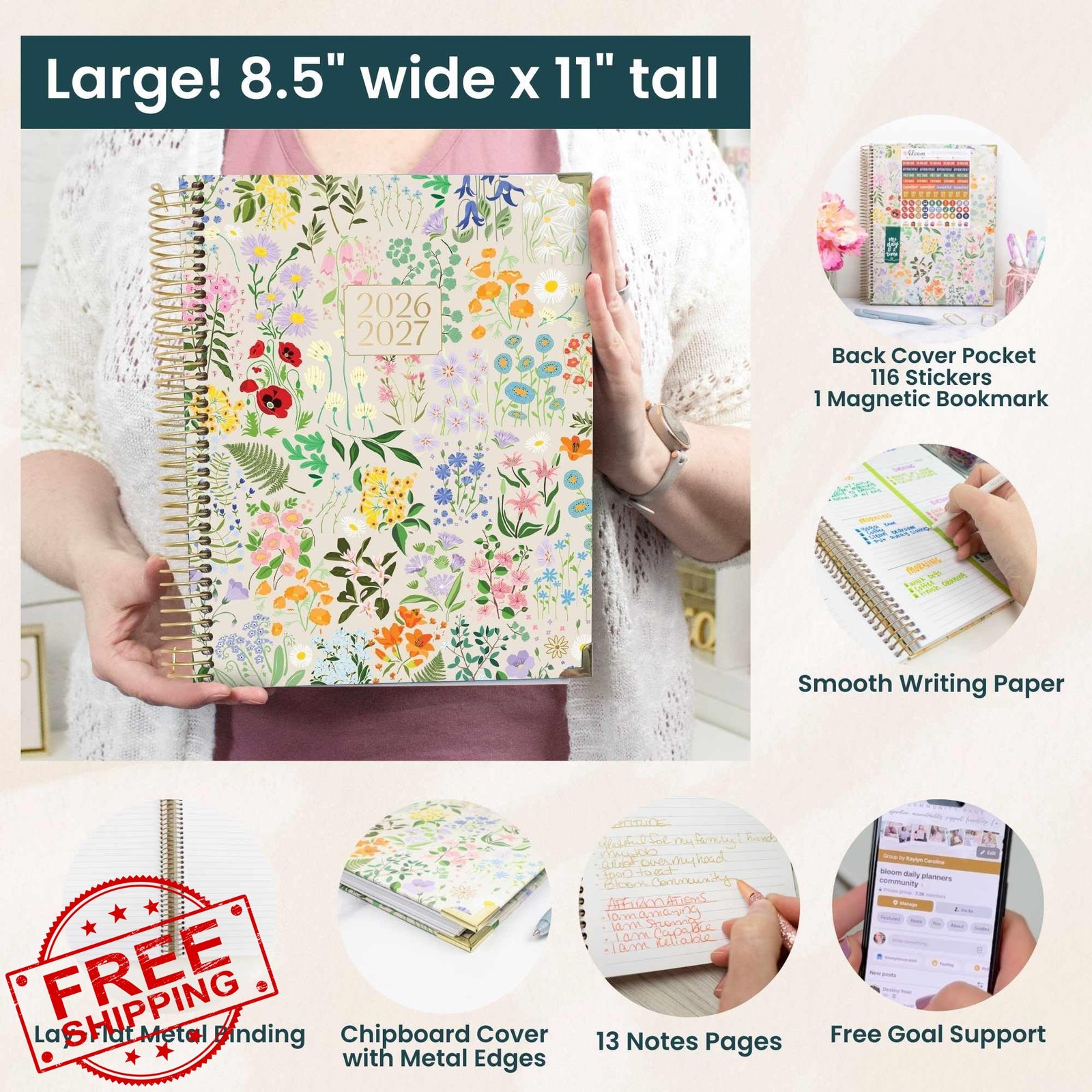 bloom daily planners 2026-27 Garden Party 8.5″ x 11″