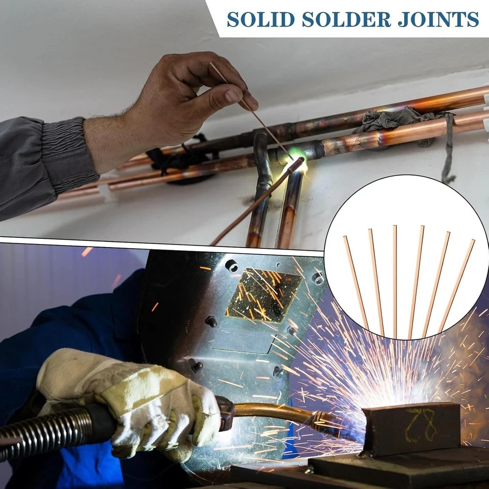 40 Sticks 15% Silver Brazing Rods – Flat Phos Copper Welding Rods for HVAC, Air