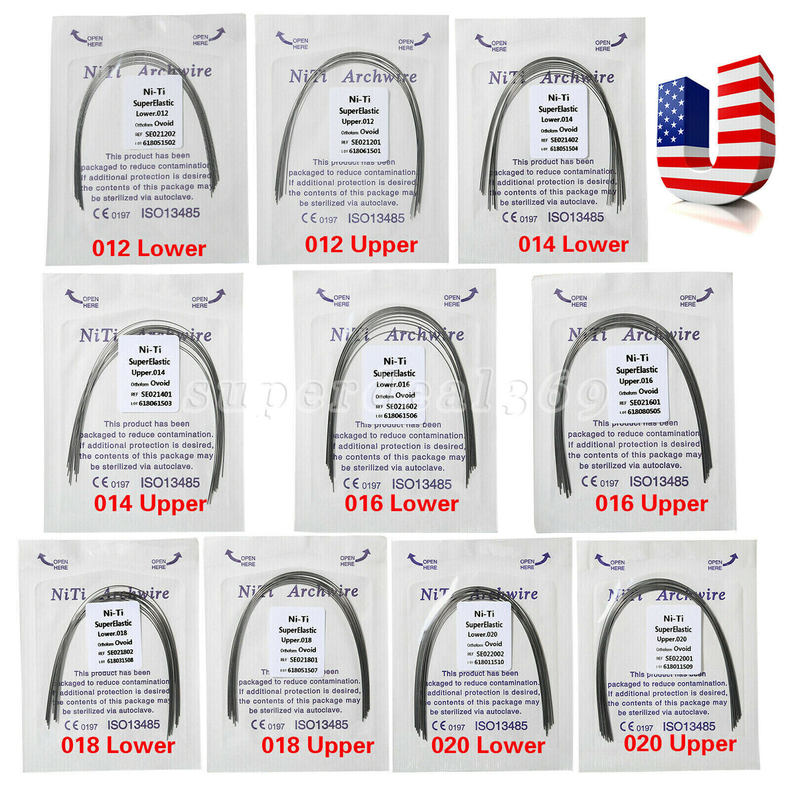 10PCS Dental Orthodontic Niti Reverse Curve Round Arch Wire Super Elastic Wires
