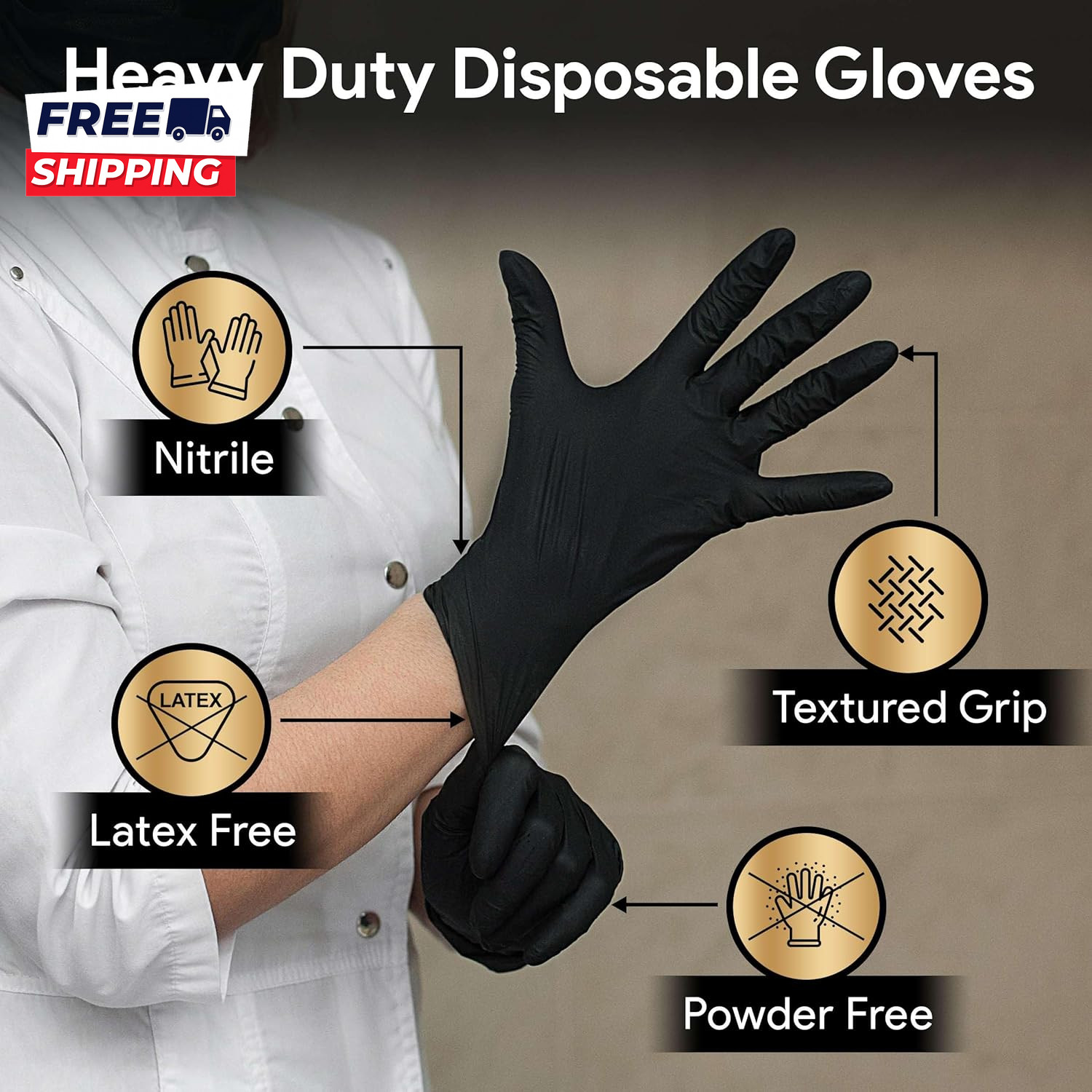 6 Mil Black Nitrile Gloves Heavy Duty Mechanic and Food Grade Glove