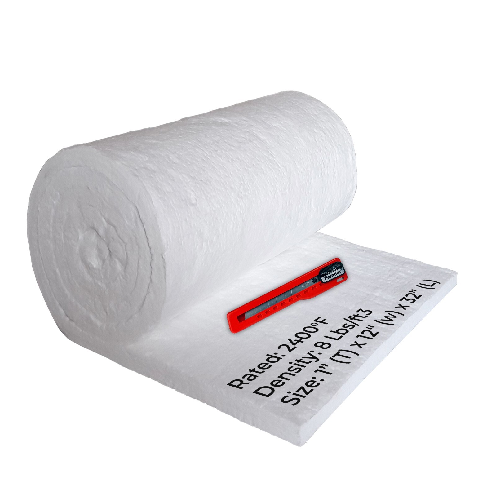 Ceramic Fiber Blanket – 1”X12”X32”, 8LB, 2400F for Wood Stove Forge Furnace etc.