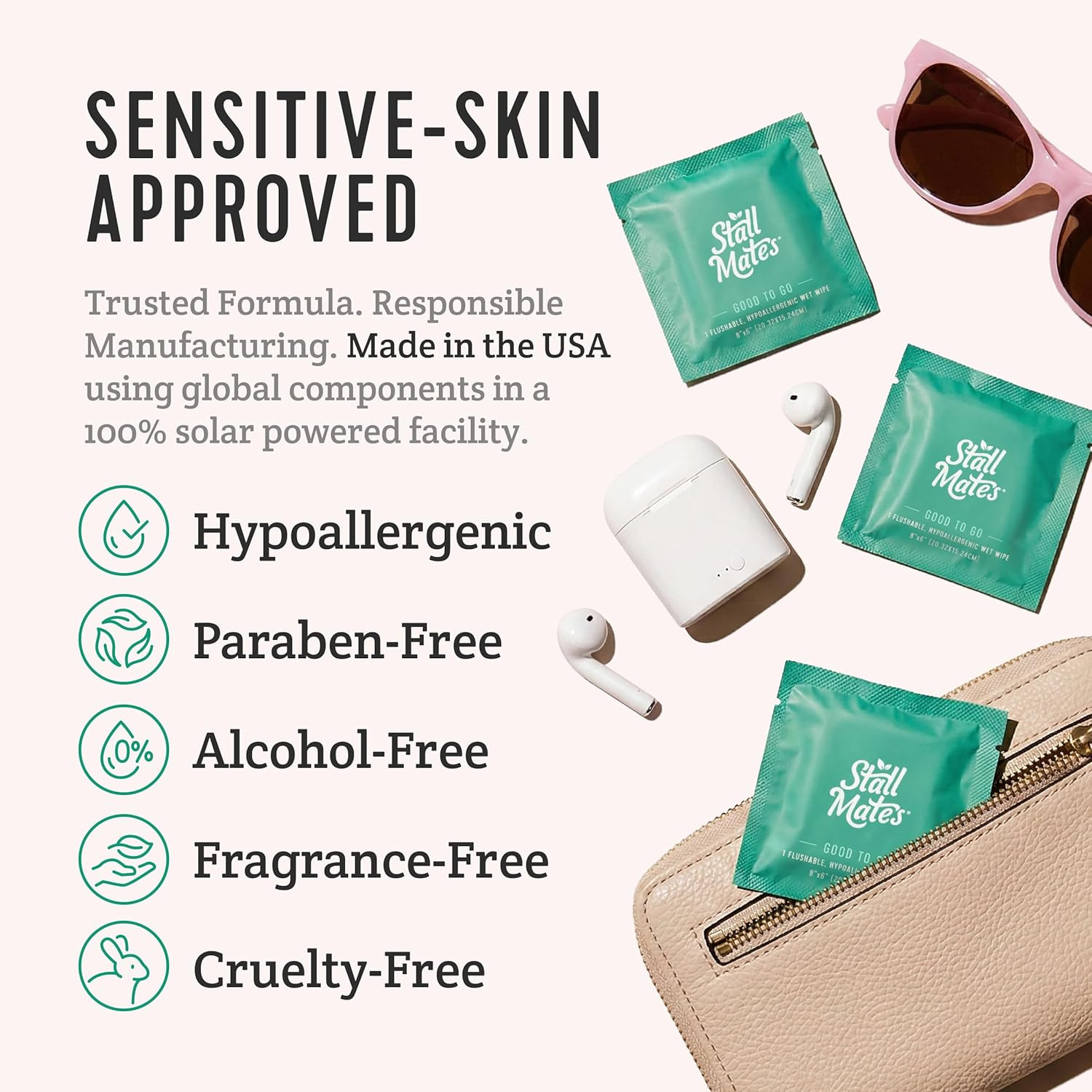 – Flushable Wipes, Individually Wrapped, Travel Friendly, Unscented with Cucumbe