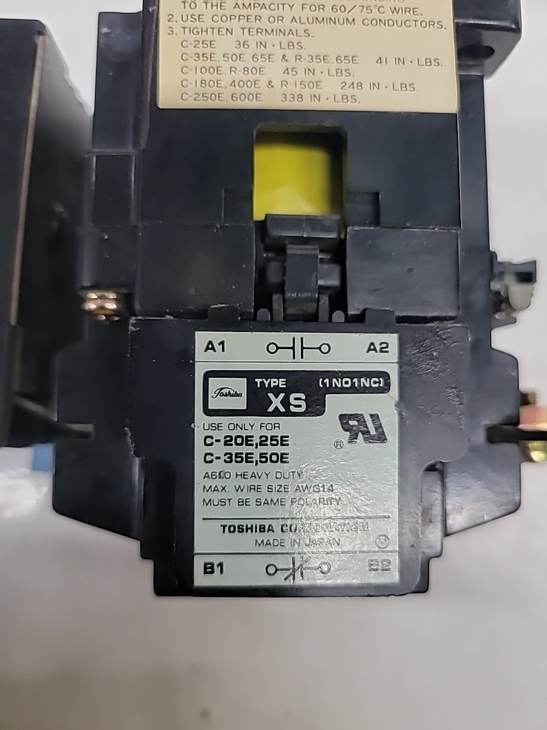 Toshiba C-25E Size 0+ 120V Coil w/(2)XS Aux Contacts & T20A-E Overload Relay
