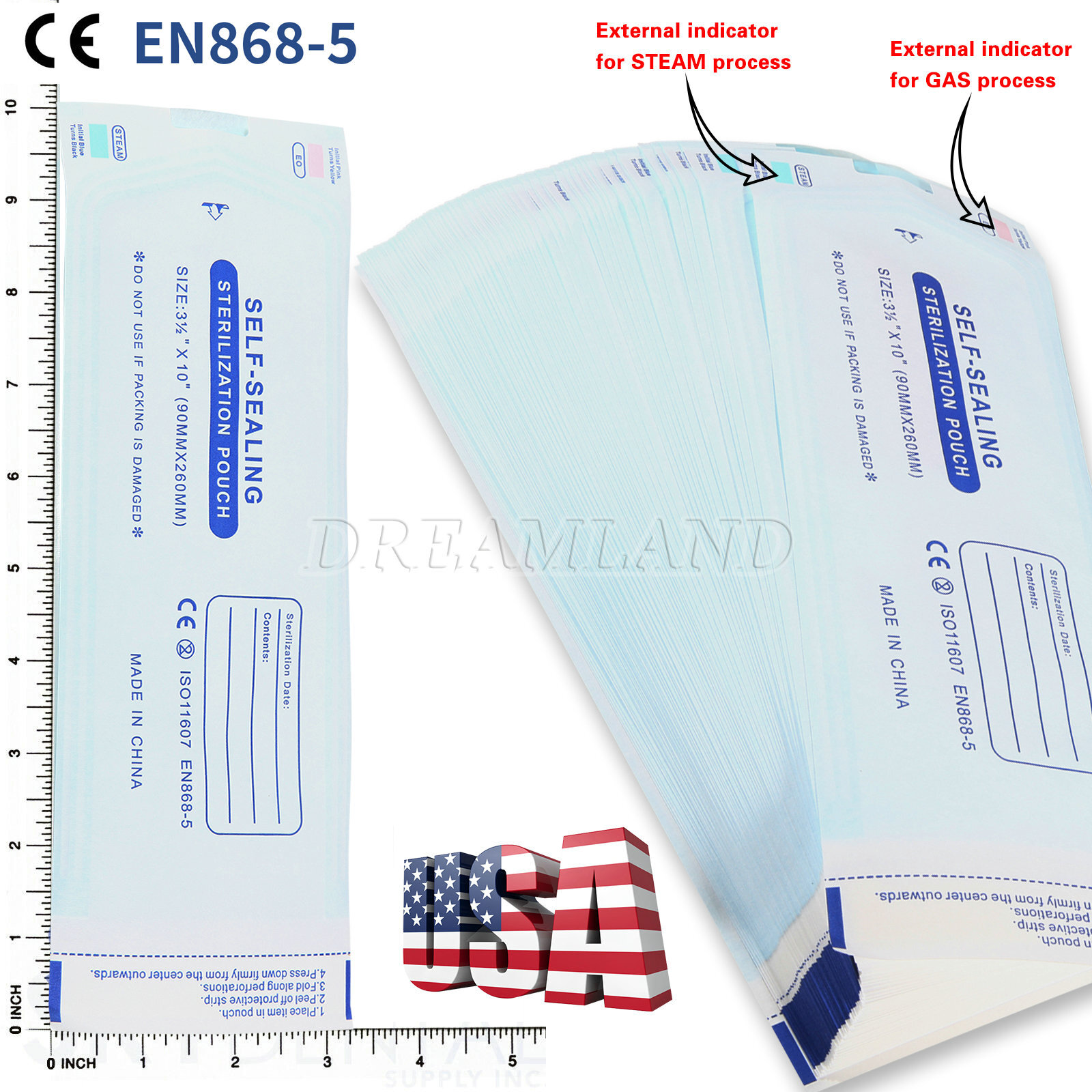 Self Sealing Sterilization Pouches Autoclave Pouch, Disposable Sterilizer Bags