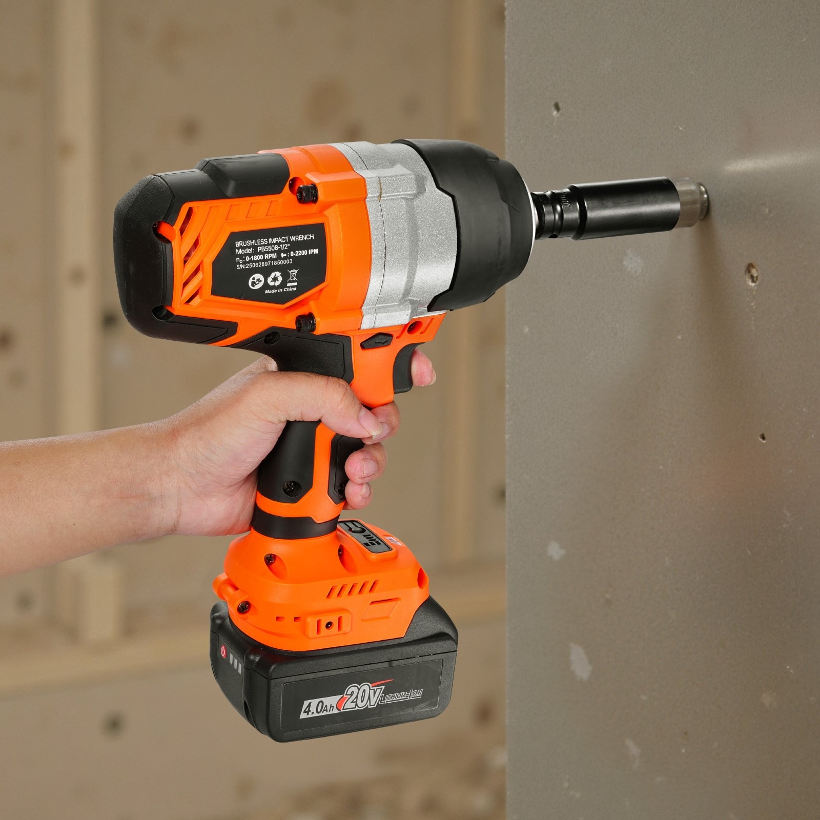 Cordless Impact Wrench, 958.8 ft-lbs / 1300 Nm High Torque, 1/2 inch, 20V Elect