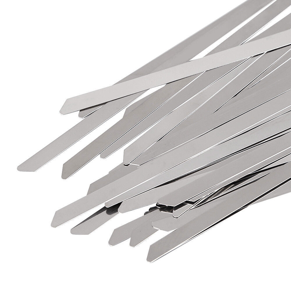 100 PCS 6″-20″ Metal Zip Ties Stainless Steel Heavy Duty Self-Locking Cable Ties