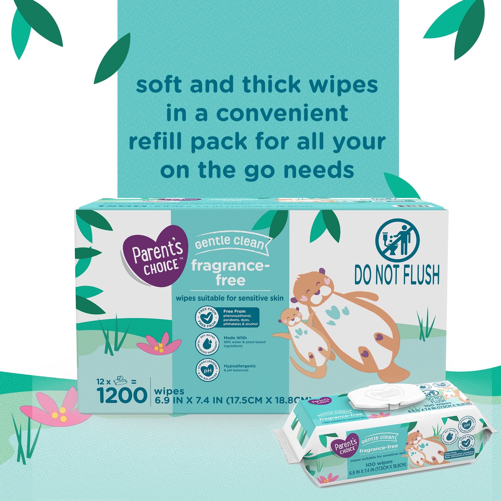 Parents Choice Fragrance-Free Wipes, 1200 Count (Select for More Options)