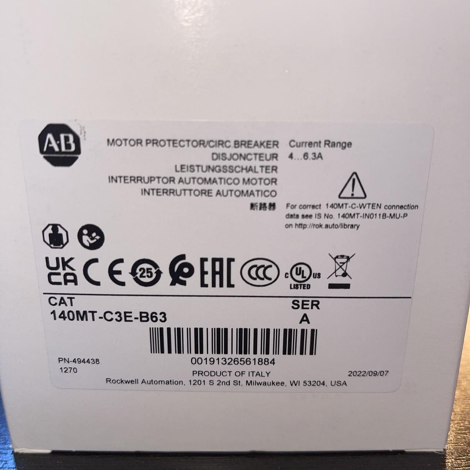 ALLEN BRADLEY. 140MT-C3E-B63 ATLANTA US STOCK (NOT FROM CHINA)