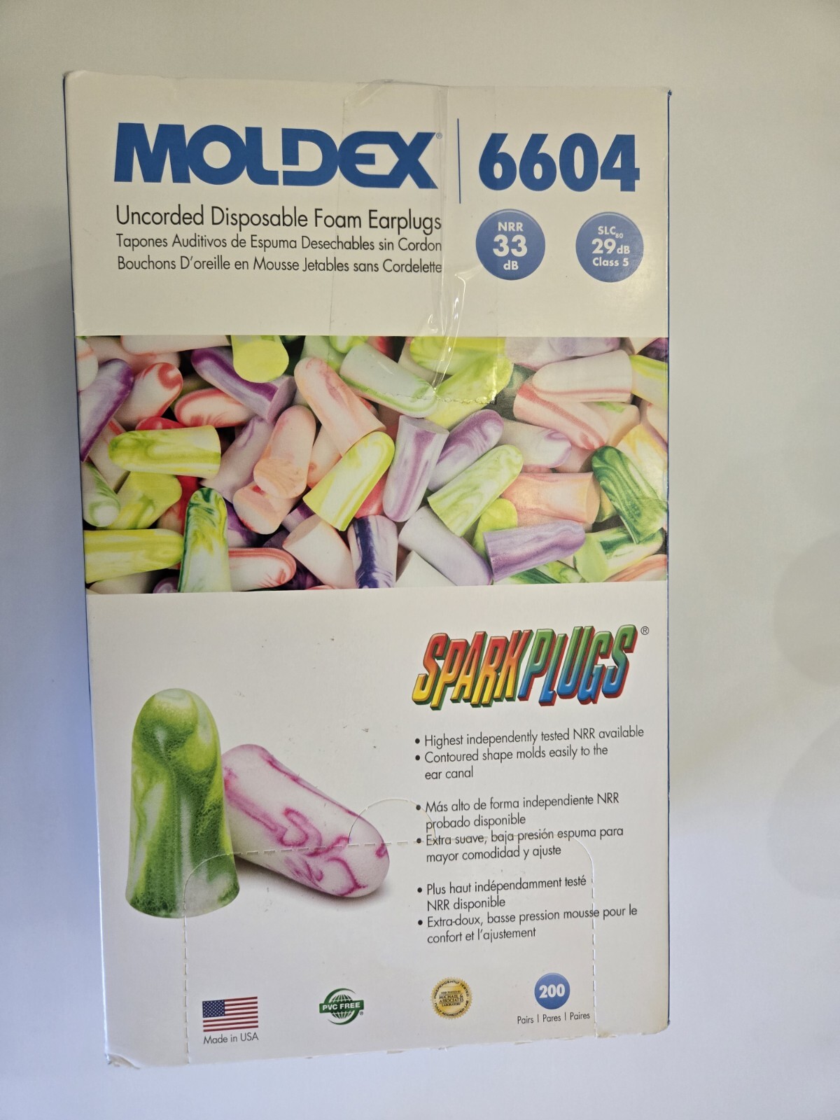 Moldex 6604 SparkPlugs Uncorded Soft Foam Ear Plugs (200 Pair / 1 Box)