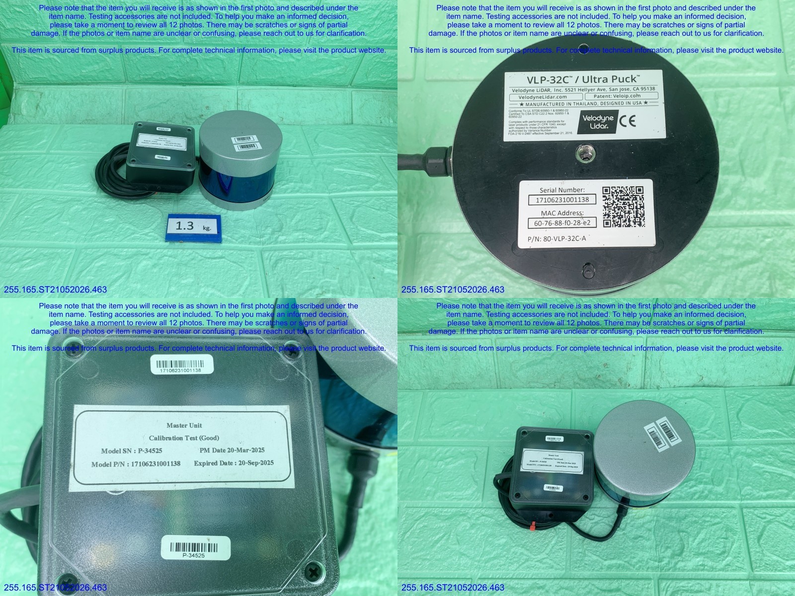 Velodyne VLP-32C Ultra Puck 32CH. LiDAR Sensor as in photos, sn:1138, DHL