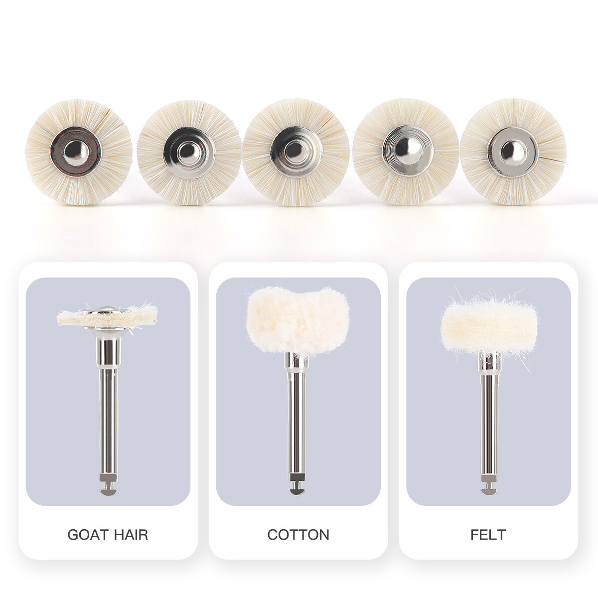 AZDENT Dental RA Goat Hair Polishing Brush Buffing Wheel 2.35mm For Rotary Tools
