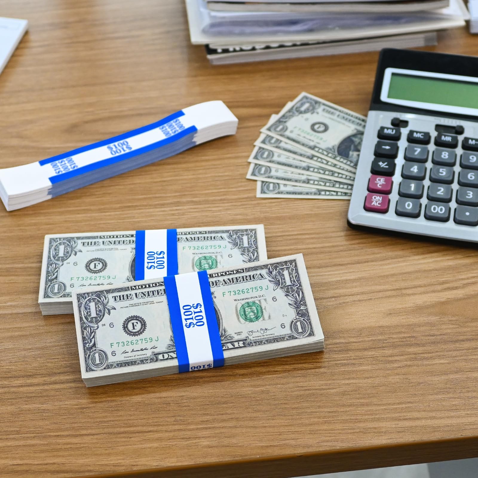 ESSENTIAL 100 Pcs Currency Straps – Bill Blue$100 – 100 PCS, Blue $100-100pcs