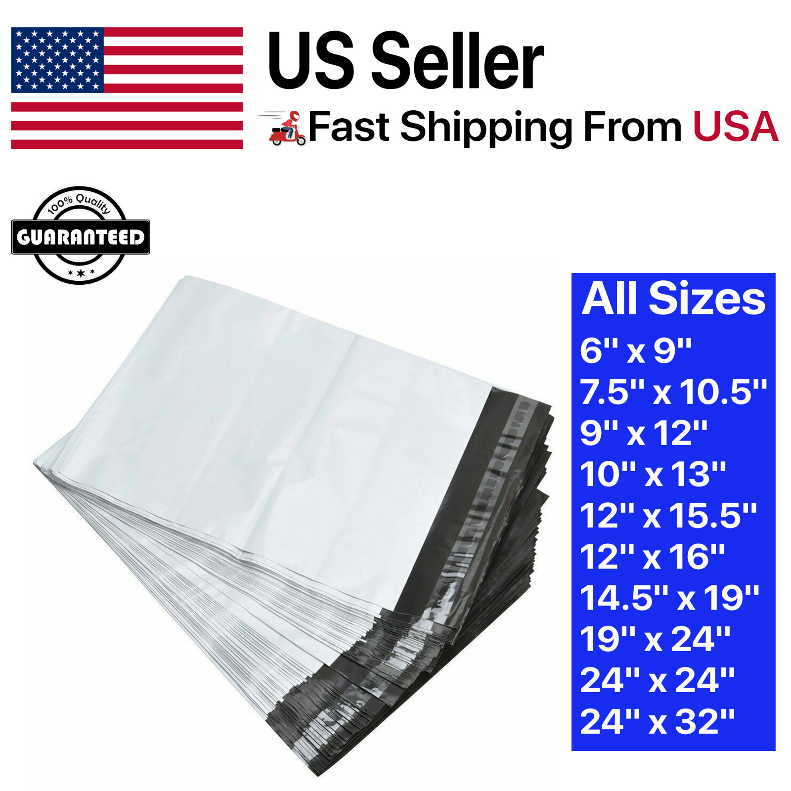 POLY MAILERS SHIPPING ENVELOPES PLASTIC SELF SEALING MAILING BAGS CHOOSE SIZE