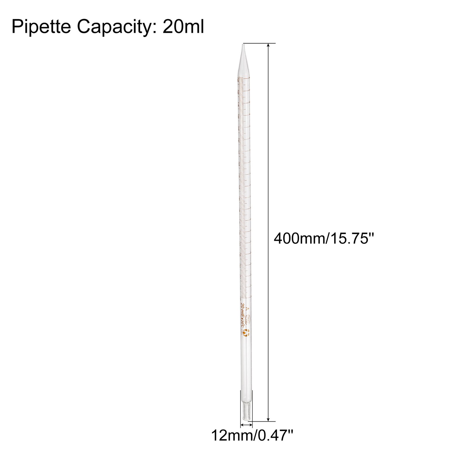 Graduated Dropper Pipettes 20ml Borosilicate Glass Clear