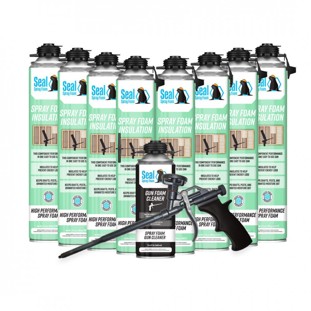 Seal Spray Closed Cell Insulating Foam Can Kit w/Gun Applicator&Cleaner (200 BF)