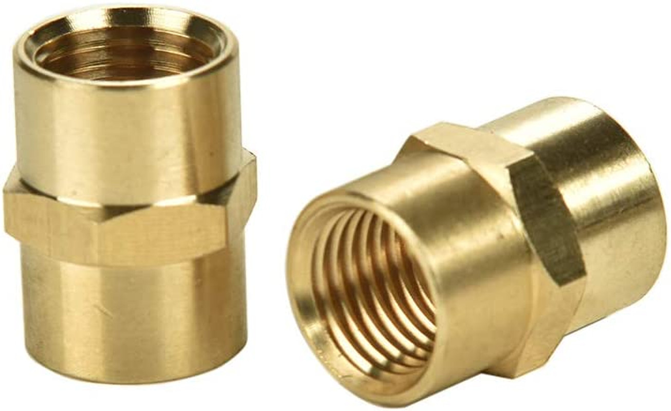 2 Pack 1/4″ X 1/4″ NPT Coupler, Brass Female Pipe Fitting (1/4″ X 1/4″ NPT Femal