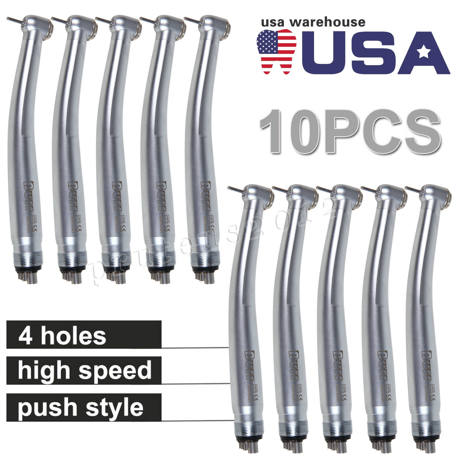 10pcs NSK PANA MAX Style Dental High Speed Handpiece Turbine Push Button 4 Hole