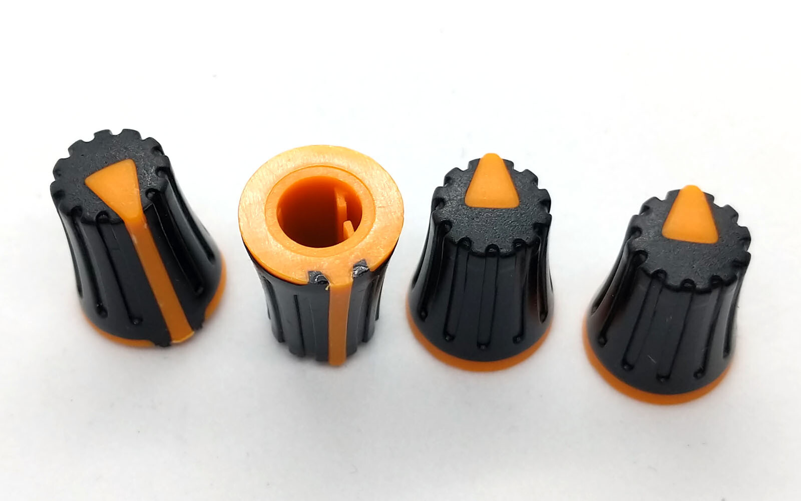 4 Orange & Black D-Shaft Pot Knobs for 6mm 270° DJ-TECH BEHRINGER SOUNDCRAFT