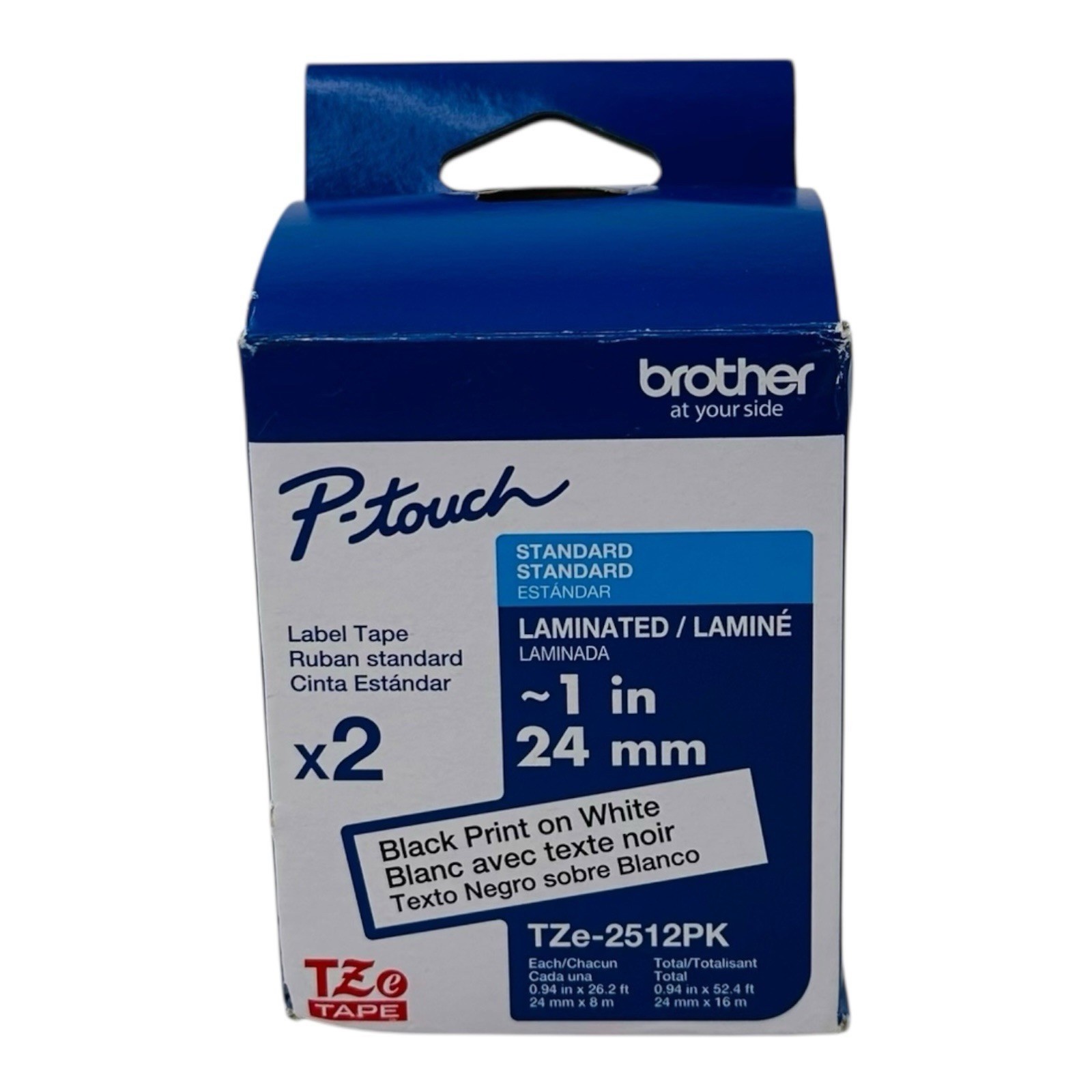 2 PACK Brother TZE-251 LABEL TAPE ORIGINAL P-touch TZe251 Black White 1″ 24 MM