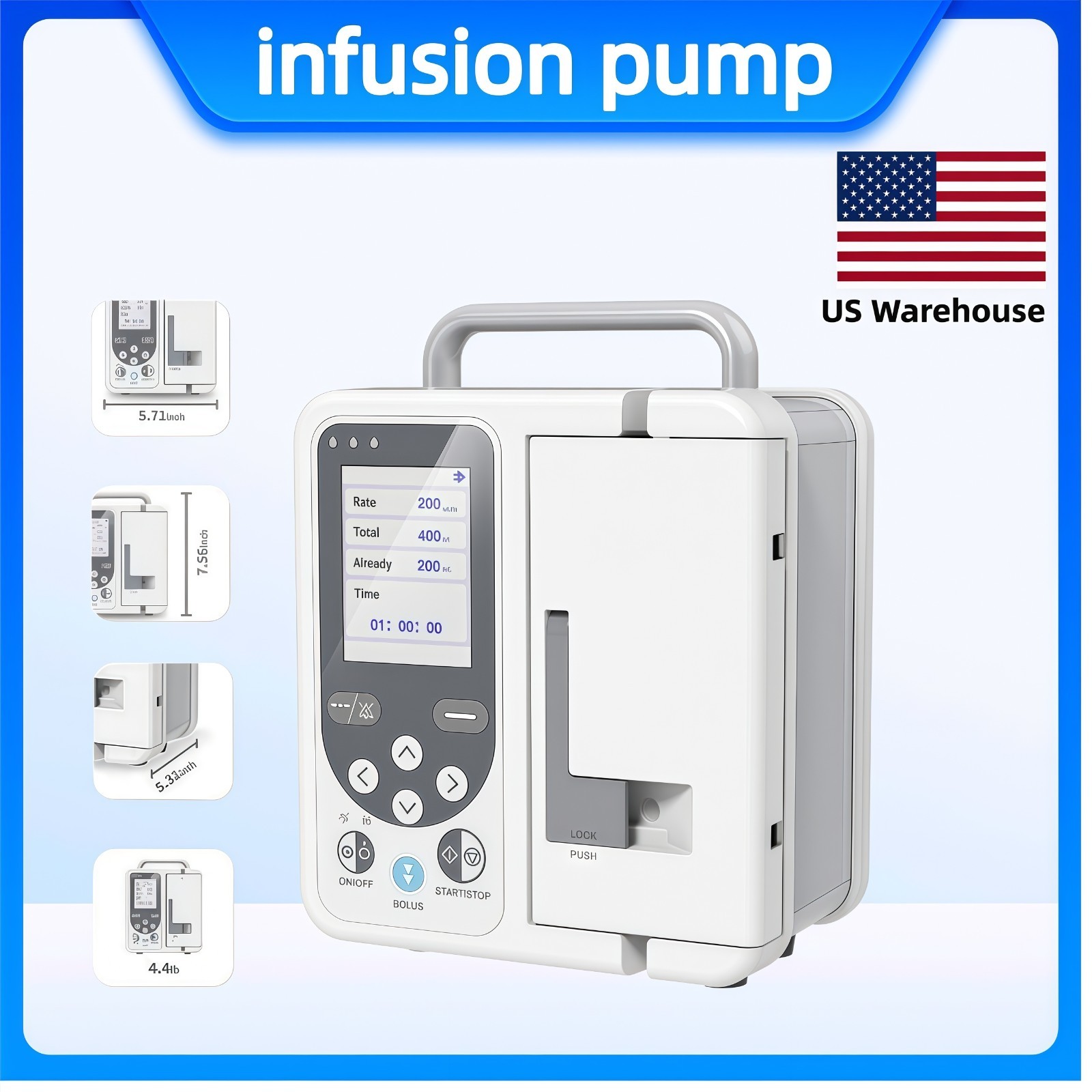 US Stock Human Use Volumetric Infusion Pump – High Precision with Alarm System