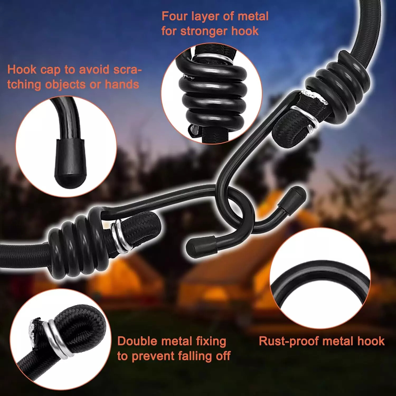 8mm HEAVY DUTY BLACK MARINE GRADE BUNGEE CORD Tarp Tie Down Strap 12-20-30-40″