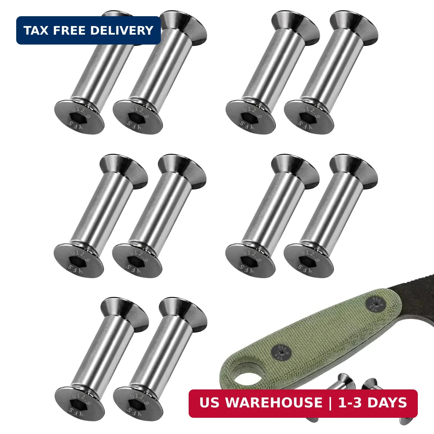 10 Packs Knife Handle Screws Rivets Bolts Fasteners,Hex Flat Head Screws for Bla