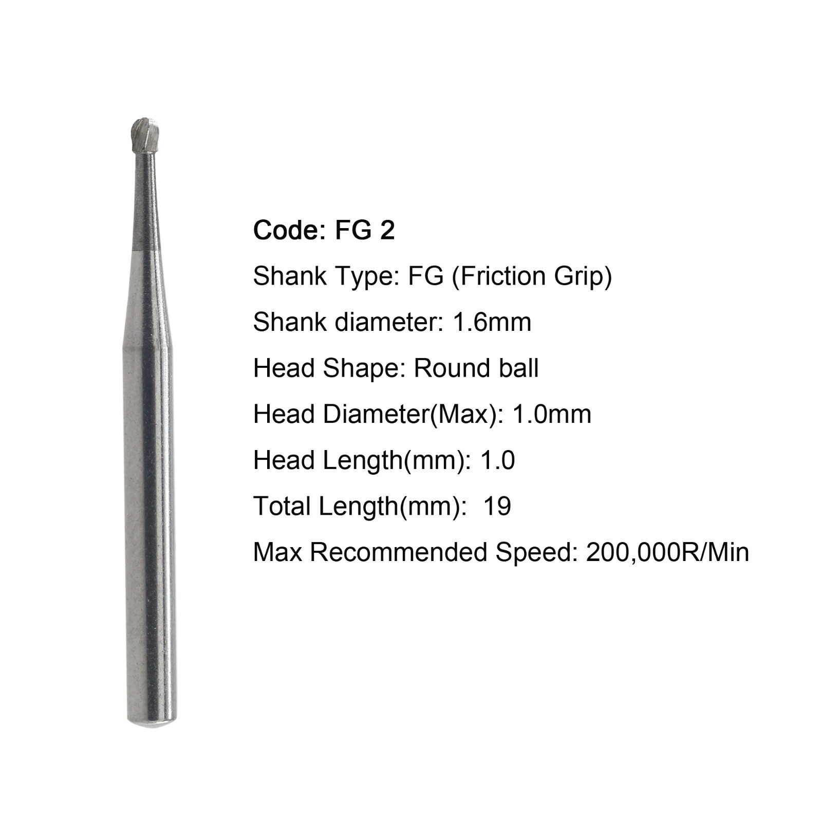 50pcs Dental Carbide Burs Round Friction Grip High Speed FG 245 330 2 4 6 8 557